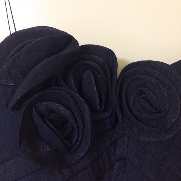 Arden B Navy Blue Rosette Shimmer Strapless Tube Dress - Picture 9 of 9